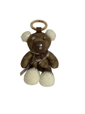 Coach Logo Teddy Bear Keychain Bag Charm Fabric Leather Star Collar & Charm NEW